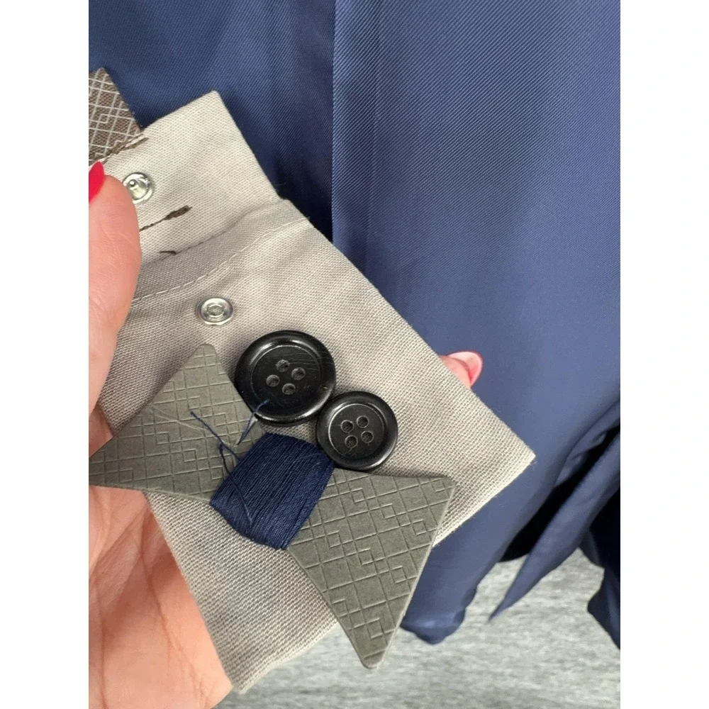 Canali Blazer Mens 48 Blue Wool Stretch Plaid 2 Button Sport Coat Made In Italy